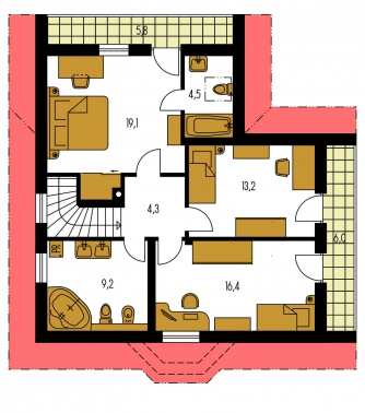 Floor plan of second floor - KLASSIK 115